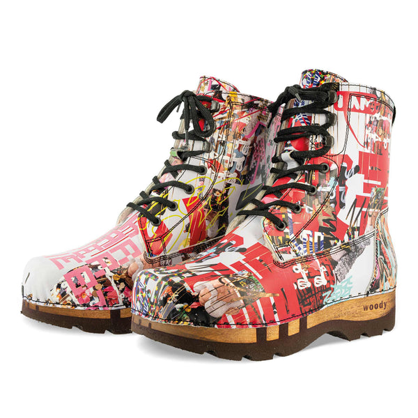 [Kaiser Franz Joseph] Pascal Herren Clog Stiefel mit biegsamer nachhaltiger holzsohle, holzclogs woody schuhe, woody shoes, handgemachte holzschuhe aus österreich kärnten, farbe: kaiser franz joseph (multicolor)