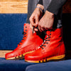 [Rosso] Pascal Herren Clog Stiefel mit biegsamer nachhaltiger holzsohle, holzclogs woody schuhe, woody shoes, handgemachte holzschuhe aus österreich kärnten, farbe: rosso (rot)