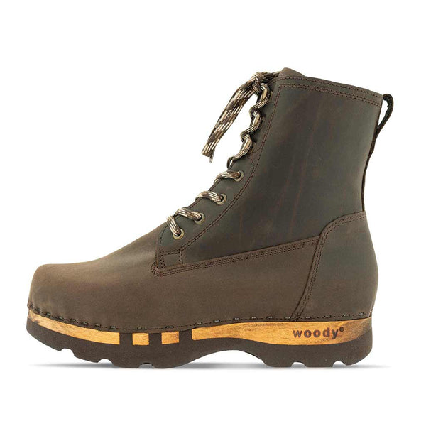 [Caffe] Paul Herren Clog Stiefel mit biegsamer Sohle aus nachhaltigem Weidenholz, Farbe: caffe (kaffeebraun)