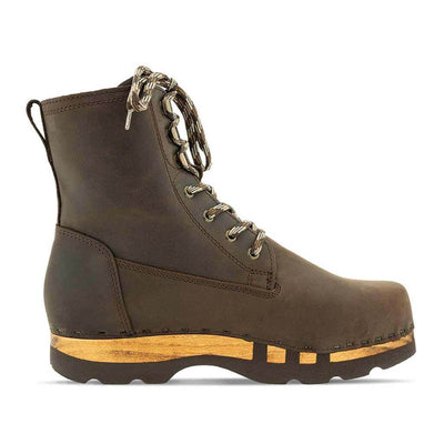 [Caffe] Paul Herren Clog Stiefel mit biegsamer Sohle aus nachhaltigem Weidenholz, Farbe: caffe (kaffeebraun)