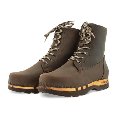 [Caffe] Paul Herren Clog Stiefel mit biegsamer Sohle aus nachhaltigem Weidenholz, Farbe: caffe (kaffeebraun)