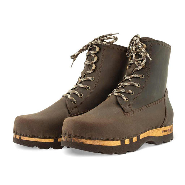 [Caffe] Paul Herren Clog Stiefel mit biegsamer Sohle aus nachhaltigem Weidenholz, Farbe: caffe (kaffeebraun)