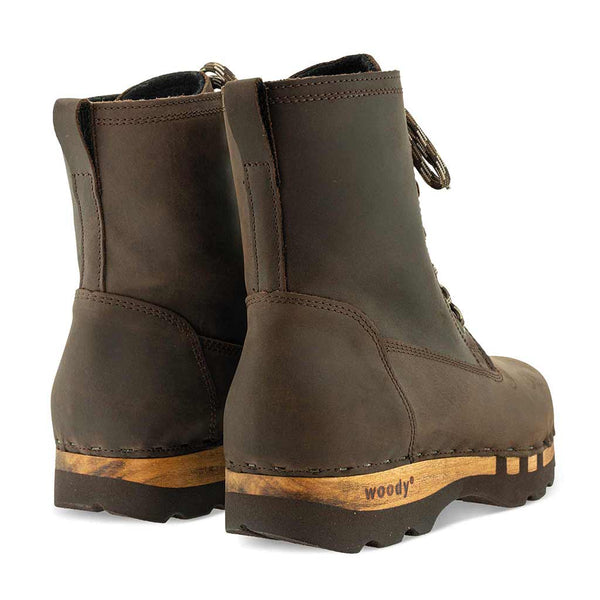 [Caffe] Paul Herren Clog Stiefel mit biegsamer Sohle aus nachhaltigem Weidenholz, Farbe: caffe (kaffeebraun)