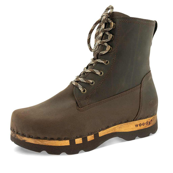[Caffe] Paul Herren Clog Stiefel mit biegsamer Sohle aus nachhaltigem Weidenholz, Farbe: caffe (kaffeebraun)