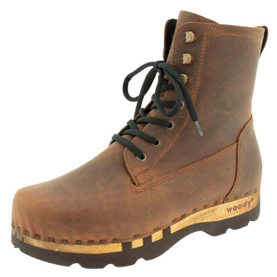 [Tabacco] Paul Herren Clog Stiefel mit biegsamer Sohle aus nachhaltigem Weidenholz, Farbe: tabacco (tabakbraun)