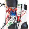 [Showtime] Ramona Clog Stiefel von woody Schuhe. Damen Stiefel mit hohem Schaft bestellen. Holzclog Stiefel. Holzstiefel. Stiefel für Damen handgemacht. Handgemachte Stiefel kaufen., farbe: showtime (multicolor-print)