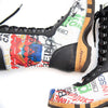 [Showtime] Ramona Clog Stiefel von woody Schuhe. Damen Stiefel mit hohem Schaft bestellen. Holzclog Stiefel. Holzstiefel. Stiefel für Damen handgemacht. Handgemachte Stiefel kaufen., farbe: showtime (multicolor-print)