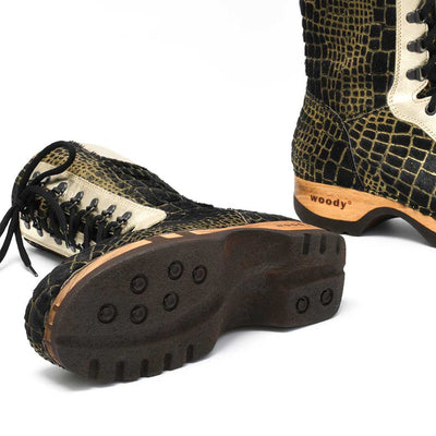 [Cocco Gold-Alaska Gold] Ramona Fell Damen Clog Stiefel, farbe: cocco gold - alaska gold. stiefel, winterclog, winterclogs. damenstiefel clogs weiss. damen fellschuhe bestellen, fellclogs, weisse fellstiefel mit holzschuhe, holzclogs fell kaufen.