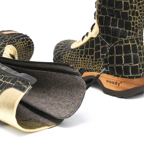 [Cocco Gold-Alaska Gold] Ramona Fell Damen Clog Stiefel, farbe: cocco gold - alaska gold. stiefel, winterclog, winterclogs. damenstiefel clogs weiss. damen fellschuhe bestellen, fellclogs, weisse fellstiefel mit holzschuhe, holzclogs fell kaufen.