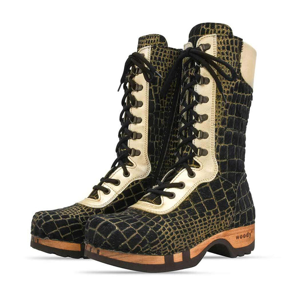 [Cocco Gold-Alaska Gold] Ramona Fell Damen Clog Stiefel, farbe: cocco gold - alaska gold. stiefel, winterclog, winterclogs. damenstiefel clogs weiss. damen fellschuhe bestellen, fellclogs, weisse fellstiefel mit holzschuhe, holzclogs fell kaufen.