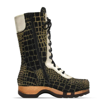 [Cocco Gold-Alaska Gold] Ramona Fell Damen Clog Stiefel, farbe: cocco gold - alaska gold. stiefel, winterclog, winterclogs. damenstiefel clogs weiss. damen fellschuhe bestellen, fellclogs, weisse fellstiefel mit holzschuhe, holzclogs fell kaufen.