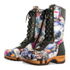 [Sex & Rock'n'Roll] Ramona Clog Stiefel - lammfell gefütterter clog stiefel mit biegsamer nachhaltiger holzsohle, farbe: sex & rock'n'roll (multicolor), holzclogs woody, woody schuhe, woody shoes, handgemachte holzschuhe aus österreich, kärnten