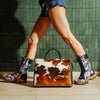 [Sex & Rock'n'Roll] Ramona Clog Stiefel - lammfell gefütterter clog stiefel mit biegsamer nachhaltiger holzsohle, farbe: sex & rock'n'roll (multicolor), holzclogs woody, woody schuhe, woody shoes, handgemachte holzschuhe aus österreich, kärnten