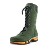 [Forest] Ramona Clog Stiefel von woody Schuhe. Damen Stiefel mit hohem Schaft bestellen. Holzclog Stiefel. Holzstiefel. Stiefel für Damen handgemacht. Handgemachte Stiefel kaufen., farbe: forest