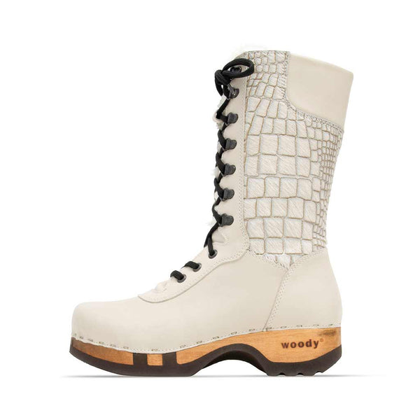 [Creme-Cocco Silver] Rosanna Fell Damen Clog Stiefel, farbe: creme-cocco silver, fellstiefel. stiefel, winterclog, winterclogs. damenstiefel clogs weiss. damen fellschuhe bestellen, fellclogs, weisse fellstiefel mit holzschuhe, holzclogs fell weiss kaufen.