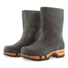 [Grigio] Rose Damen Clog Fell Schlupfstiefel mit biegsamer nachhaltiger holzsohle, holzclogs woody, woody schuhe, woody shoes, handgemachte holzschuhe aus österreich, kärnten, farbe: grigio (dunkelgrau)