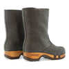 [Grigio] Rose Damen Clog Fell Schlupfstiefel mit biegsamer nachhaltiger holzsohle, holzclogs woody, woody schuhe, woody shoes, handgemachte holzschuhe aus österreich, kärnten, farbe: grigio (dunkelgrau)