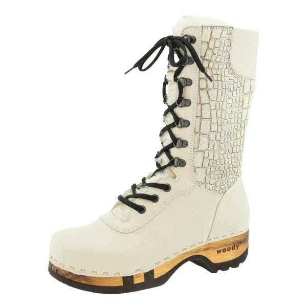 [Creme-Cocco Silver]Rosanna Fell Damen Clog Stiefel, farbe: creme-cocco silver, fellstiefel. stiefel, winterclog, winterclogs. damenstiefel clogs weiss. damen fellschuhe bestellen, fellclogs, weisse fellstiefel mit holzschuhe, holzclogs fell weiss kaufen.
