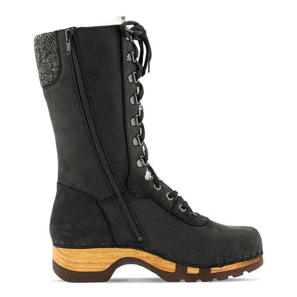 [Nero] Rosanna Damen Clog Stiefel, winter stiefel, winterclogs, winterclog. damenstiefel clogs leder. damen stiefel leder gefüttert bestellen, winterclogs, stiefel mit holzschuhe, holzclogs stiefeln kaufen. farbe: nero (schwarz)