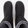 [Nero] Rose Damen Clog Fell Schlupfstiefel mit biegsamer nachhaltiger holzsohle, holzclogs woody, woody schuhe, woody shoes, handgemachte holzschuhe aus österreich, kärnten, farbe: nero