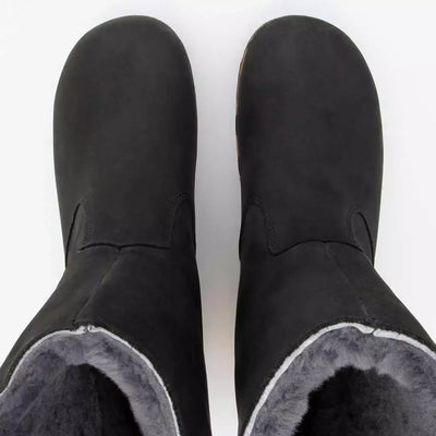 [Nero] Rose Damen Clog Fell Schlupfstiefel mit biegsamer nachhaltiger holzsohle, holzclogs woody, woody schuhe, woody shoes, handgemachte holzschuhe aus österreich, kärnten, farbe: nero