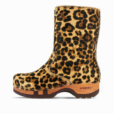 [Ghepardo] Rose Fell Damen Schlupfstiefel mit biegsamer nachhaltiger holzsohle, farbe: ghepardo (animalprint), holzclogs woody, woody schuhe, woody shoes, handgemachte holzschuhe aus österreich, kärnten