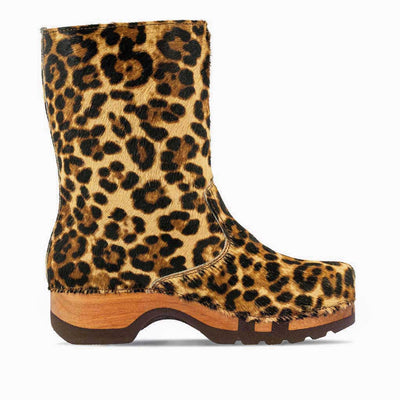 [Ghepardo] Rose Fell Damen Schlupfstiefel mit biegsamer nachhaltiger holzsohle, farbe: ghepardo (animalprint), holzclogs woody, woody schuhe, woody shoes, handgemachte holzschuhe aus österreich, kärnten
