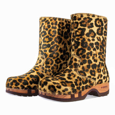 [Ghepardo] Rose Fell Damen Schlupfstiefel mit biegsamer nachhaltiger holzsohle, farbe: ghepardo (animalprint), holzclogs woody, woody schuhe, woody shoes, handgemachte holzschuhe aus österreich, kärnten