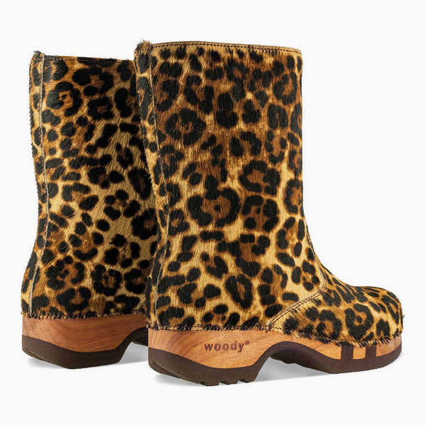 [Ghepardo] Rose Fell Damen Schlupfstiefel mit biegsamer nachhaltiger holzsohle, farbe: ghepardo (animalprint), holzclogs woody, woody schuhe, woody shoes, handgemachte holzschuhe aus österreich, kärnten