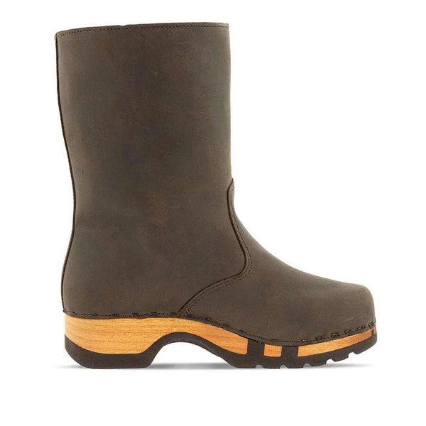 [Caffe] Rose Damen Clog Fell Schlupfstiefel mit biegsamer nachhaltiger holzsohle, holzclogs woody, woody schuhe, woody shoes, handgemachte holzschuhe aus österreich, kärnten, farbe: caffe