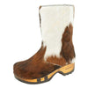 [Fell Natur] Rose Fell Damen Schlupfstiefel mit biegsamer nachhaltiger holzsohle, farbe: fell natur, holzclogs woody, woody schuhe, woody shoes, handgemachte holzschuhe aus österreich, kärnten