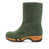 [Forest] Rose Damen Clog Fell Schlupfstiefel mit biegsamer nachhaltiger holzsohle, holzclogs woody, woody schuhe, woody shoes, handgemachte holzschuhe aus österreich, kärnten, farbe: forest (waldgruen)