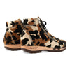 [Fell Kombi] Roxy Fell Damen Sneaker, clog sneakers für damen mit hohem schaft und biegsamer nachhaltiger holzsohle, farbe: fell kombi (kuh-print-design), holzclogs woody, woody schuhe, woody shoes, handgemachte holzschuhe aus österreich, kärnten
