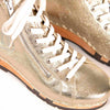 [Gold] Roxy Damen Clog Sneaker mit hohem schaft und biegsamer nachhaltiger holzsohle, farbe: gold (glattleder), holzclogs woody, woody schuhe, woody shoes, handgemachte holzschuhe aus österreich, kärnten