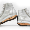 [Silber] Roxy Damen Clog Sneaker Silber von woody Schuhe. Clogs Damen, Damen Sneakers. roxy, clog sneakers für damen mit hohem schaft und biegsamer nachhaltiger holzsohle, farbe: silber (glattleder), holzclogs woody, woody schuhe, woody shoes, handgemachte holzschuhe aus österreich, kärnten
