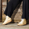 [Gold] Roxy Damen Clog Sneaker mit hohem schaft und biegsamer nachhaltiger holzsohle, farbe: gold (glattleder), holzclogs woody, woody schuhe, woody shoes, handgemachte holzschuhe aus österreich, kärnten