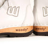 [Weiss] Roxy Damen Clog Sneaker mit hohem schaft und biegsamer nachhaltiger holzsohle, farbe: weiss (glattleder), holzclogs woody, woody schuhe, woody shoes, handgemachte holzschuhe aus österreich, kärnten
