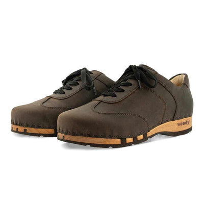 [Caffe] Sam Herren Clog Sneaker mit biegsamer nachhaltiger holzsohle, der bestseller, farbe: caffe-braun, holzclogs woody, woody schuhe, woody shoes, handgemachte holzschuhe aus österreich, kärnten