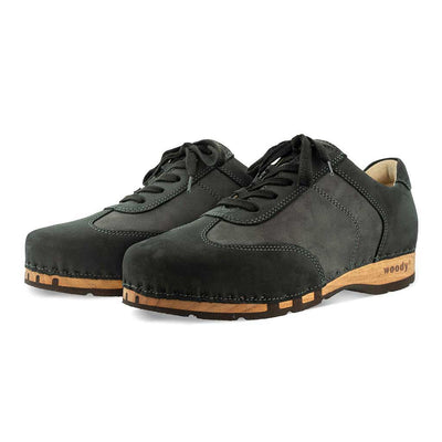 [Nero-Grigio] Sam Herren Clog Sneaker woody holzschuhe. herren clogs, flexible, biegsame holzsohle. holzclogs, sam sneaker clogs herren, männer clogs mit fussbett. woody leder clogs herren. holzclogs, echt leder holzschuhe bestellen.