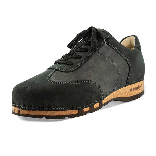 [Nero-Grigio] Sam Herren Clog Sneaker woody holzschuhe. herren clogs, flexible, biegsame holzsohle. holzclogs, sam sneaker clogs herren, männer clogs mit fussbett. woody leder clogs herren. holzclogs, echt leder holzschuhe bestellen.