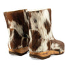 [Natur Fell] Sandra Damen Clog Stieflette mit biegsamer nachhaltiger holzsohle, farbe: fell natur (tricolore), holzclogs woody, woody schuhe, woody shoes, handgemachte holzschuhe aus österreich, kärnten