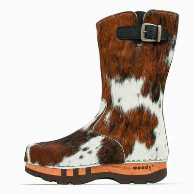 [Natur Fell] Sandro Fell Herren Fellstiefel mit biegsamer nachhaltiger holzsohle, farbe: fell natur, holzclogs woody, woody schuhe, woody shoes, handgemachte holzschuhe aus österreich, kärnten