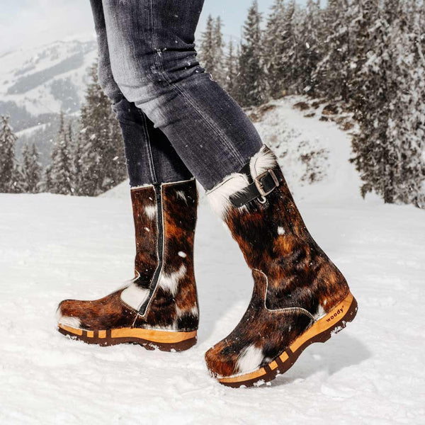 [Natur Fell] Sandro Fell Herren Fellstiefel mit biegsamer nachhaltiger holzsohle, farbe: fell natur, holzclogs woody, woody schuhe, woody shoes, handgemachte holzschuhe aus österreich, kärnten