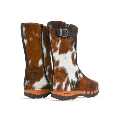[Natur Fell] Sandro Fell Herren Fellstiefel mit biegsamer nachhaltiger holzsohle, farbe: fell natur, holzclogs woody, woody schuhe, woody shoes, handgemachte holzschuhe aus österreich, kärnten