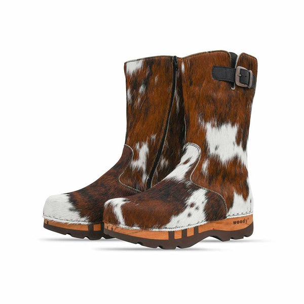 [Natur Fell] Sandro Fell Herren Fellstiefel mit biegsamer nachhaltiger holzsohle, farbe: fell natur, holzclogs woody, woody schuhe, woody shoes, handgemachte holzschuhe aus österreich, kärnten