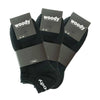 Woody sneaker socks, 3-pack, color: black, with woven logo on the heel