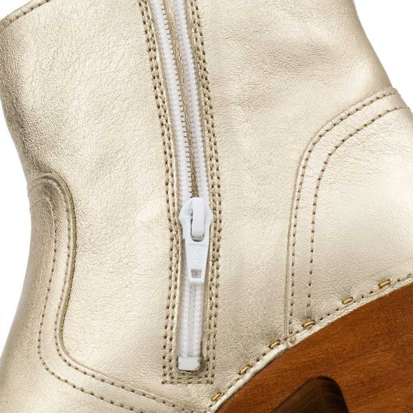 [Gold] Tanja Damen Clog Stiefelette, woody holzschuhe. tanja ankle boots gefüttert, damenstiefel, stiefel, damenclogs mit flexibler, biegsamer holzsohle. holzclogs, clogs damen knöchel stiefel, damen clogs mit fussbett. ankleboots holz schuhe, holzclog, holzschuhe kaufen, Farbe: gold