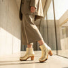 [Gold] Tanja Damen Clog Stiefelette, woody holzschuhe. tanja ankle boots gefüttert, damenstiefel, stiefel, damenclogs mit flexibler, biegsamer holzsohle. holzclogs, clogs damen knöchel stiefel, damen clogs mit fussbett. ankleboots holz schuhe, holzclog, holzschuhe kaufen, Farbe: gold