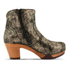 [Noirgold] Tanja Damen Clog Stiefelette, woody holzschuhe. tanja ankle boots gefüttert, damenstiefel, stiefel, damenclogs mit flexibler, biegsamer holzsohle. holzclogs, clogs damen knöchel stiefel, damen clogs mit fussbett. ankleboots holz schuhe, holzclog, holzschuhe kaufen, Farbe: noirgold (gold mit schwarzen cracks)