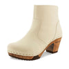[Creme]Tanja Damen Clog Stiefelette, woody holzschuhe. tanja ankle boots gefüttert, damenstiefel, stiefel, damenclogs mit flexibler, biegsamer holzsohle. holzclogs, clogs damen knöchel stiefel, damen clogs mit fussbett. ankleboots holz schuhe, holzclog, holzschuhe kaufen, farbe: creme